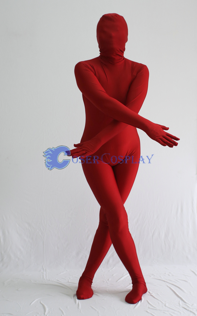 Unicolor Burgundy Zentai Halloween Costumes